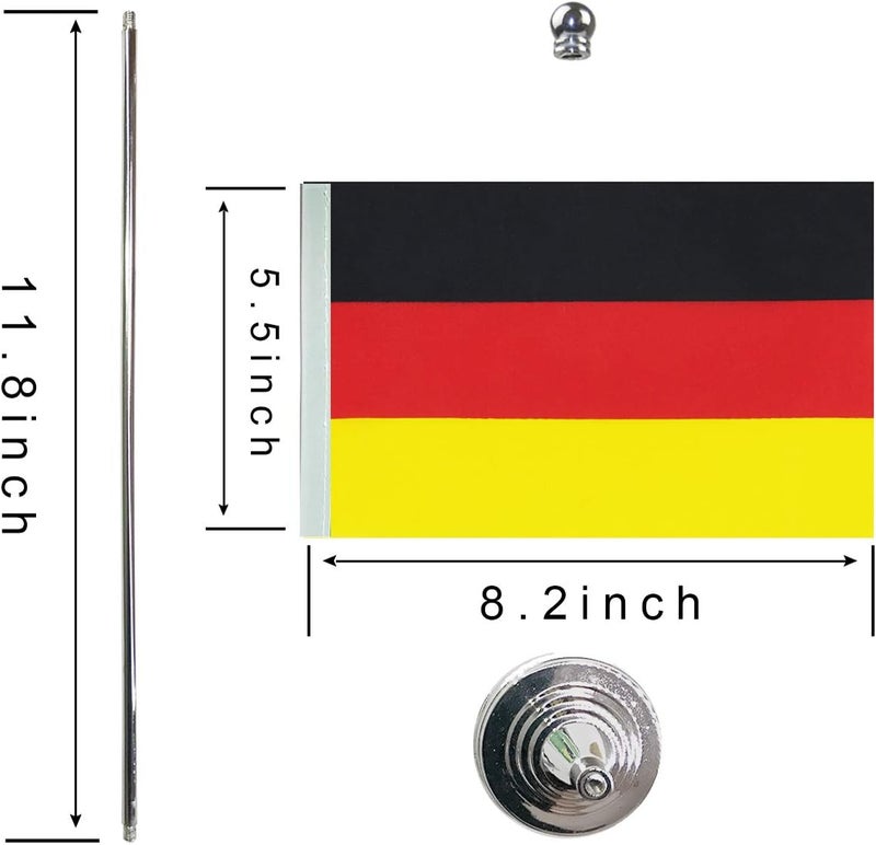 WXTWK 2 Pack Germany Flag German Desk Flag Small Mini German Table Flags With Stand Base,Home Office Festival Events Celebration Decorations - Image 2